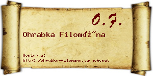 Ohrabka Filoména névjegykártya